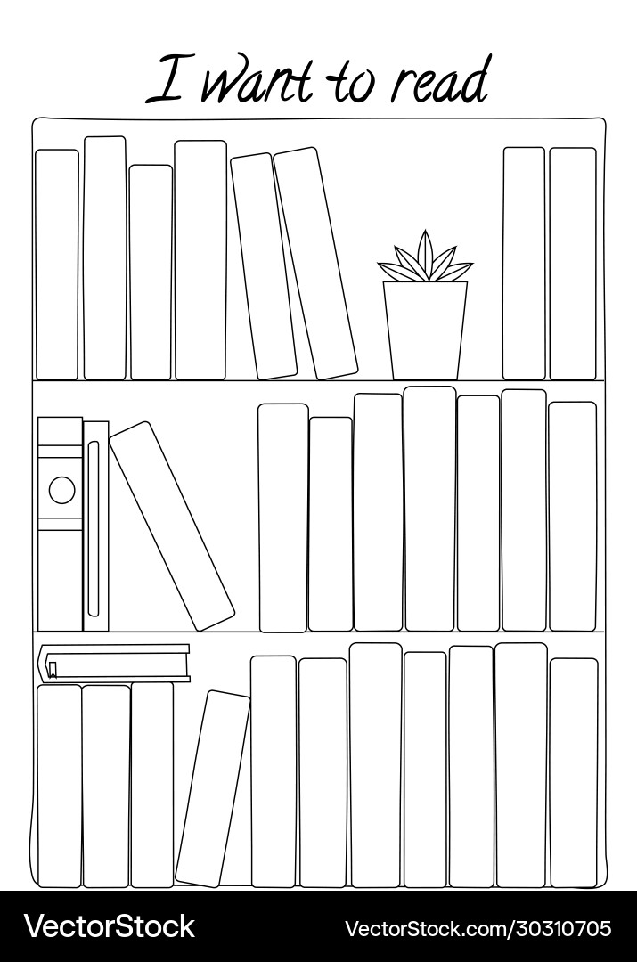Printable with shelf and books Printable with shelf and books vector image
