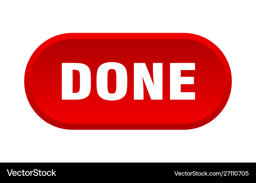 Rounded Red Done Button vector image