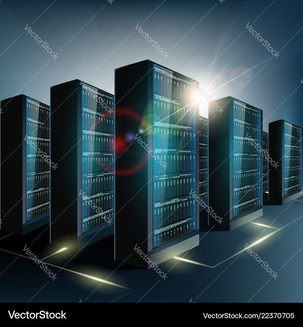 Server Room in Datacenter Network vector image