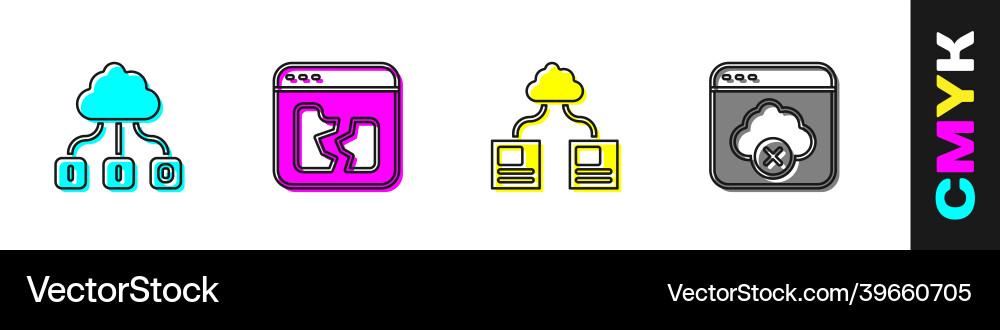 Set cloud technology data transfer broken file Set cloud technology data transfer broken file vector image