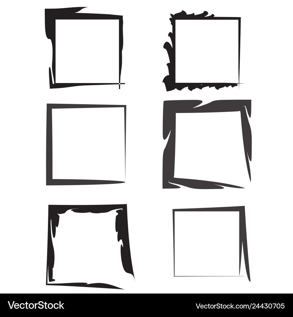 Six square borders set with multiple shapes vector image