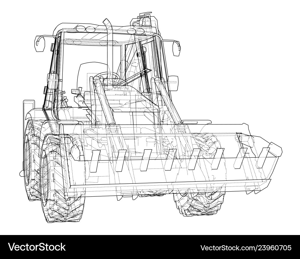 Sketch of loading shovel with back actor Sketch of loading shovel with back actor vector image