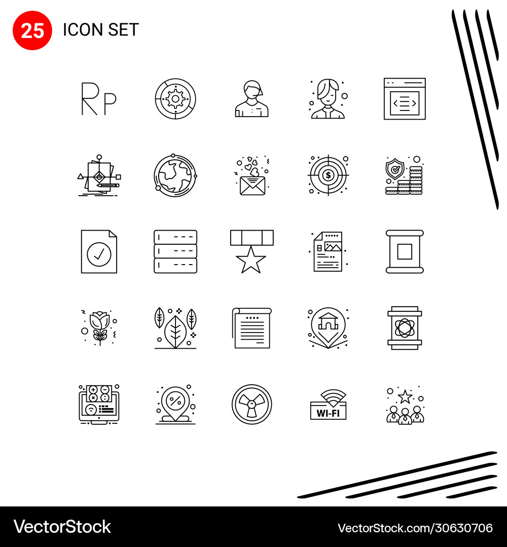 25 universal lines set for web and mobile vector image