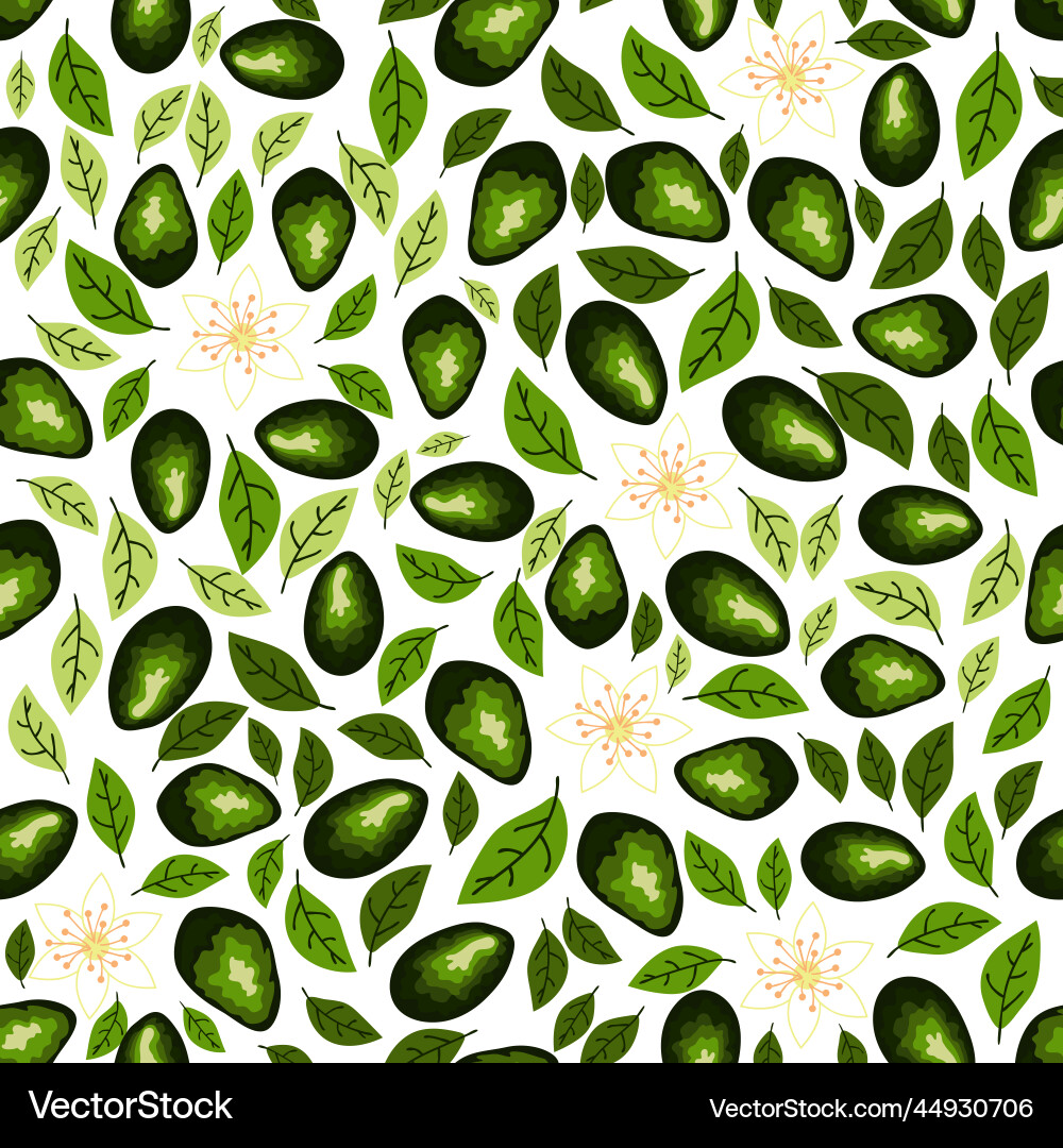 Avocado seamless pattern whole and sliced Avocado seamless pattern whole and sliced Vector Image