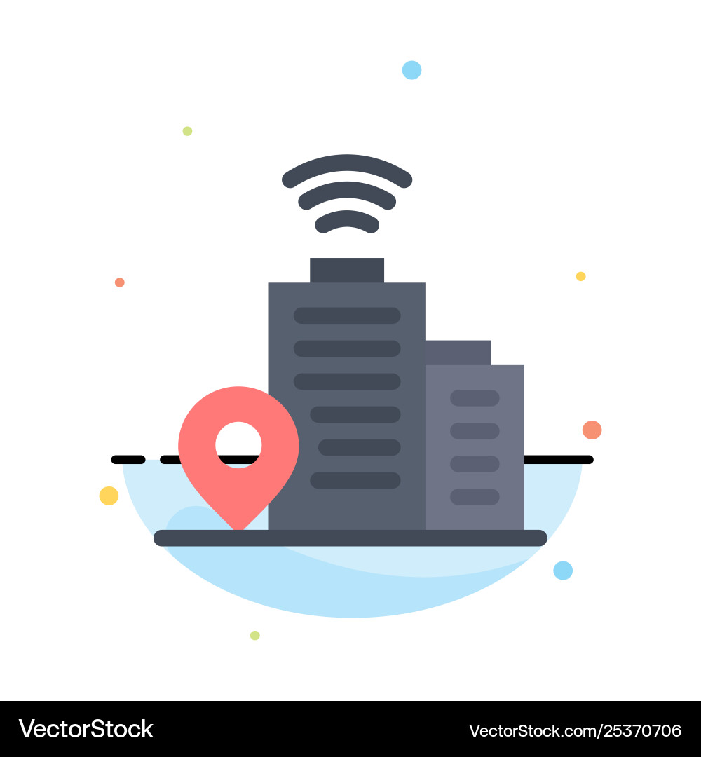 Building wifi location abstract flat color icon vector image