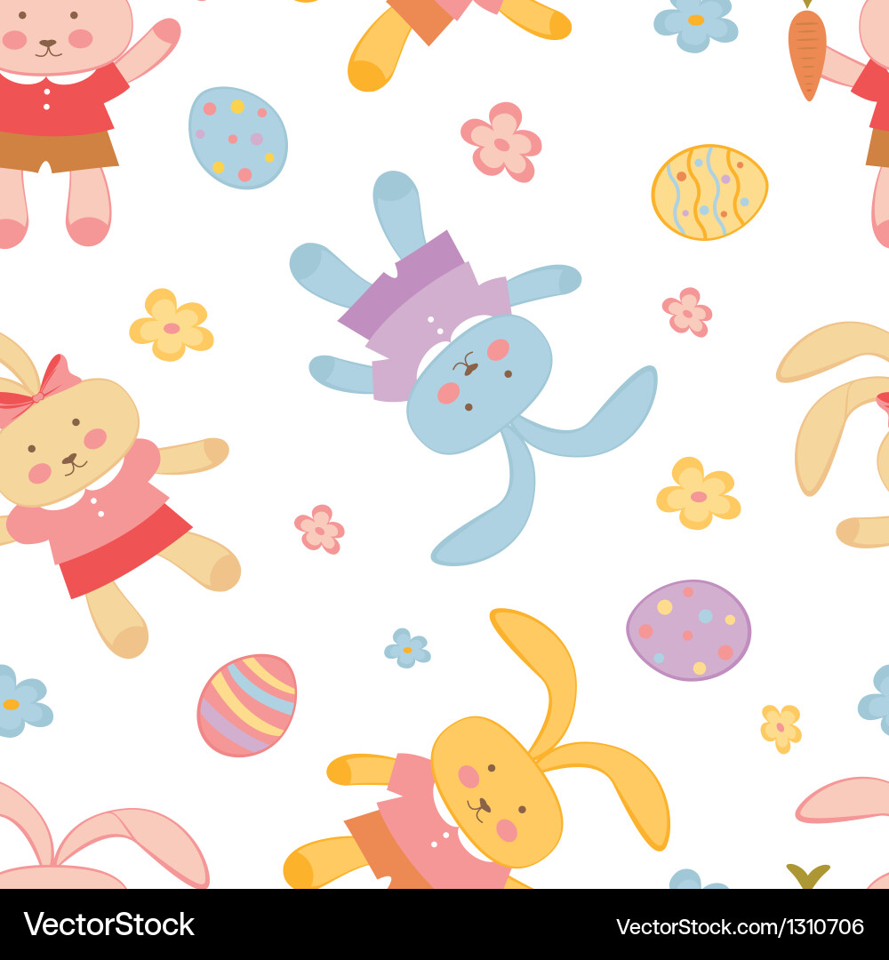 Cheerful Easter Bunny Pattern vector image