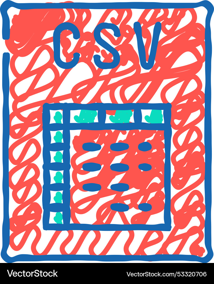 Csv file format document icon doodle Vector Image