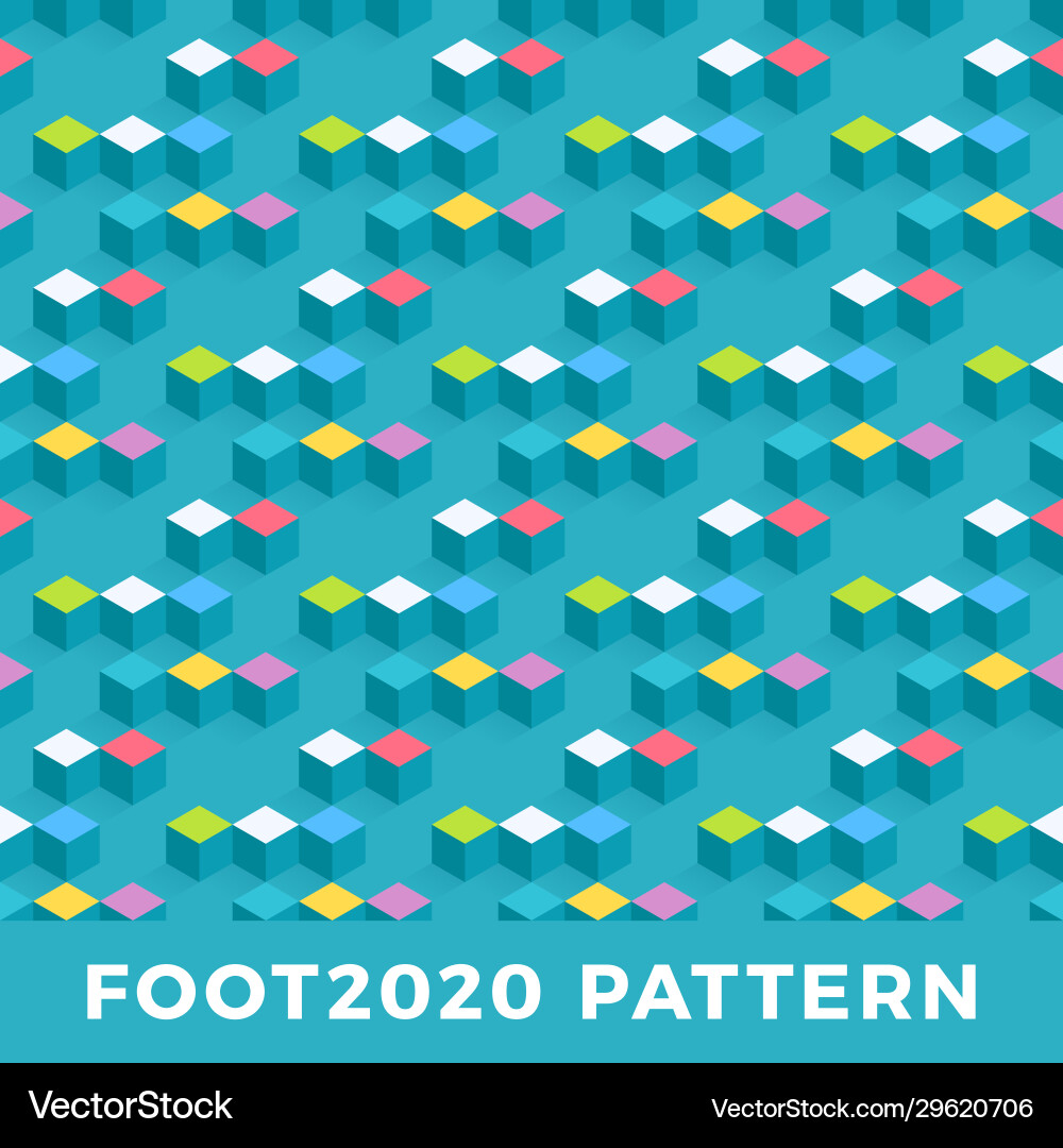 Cube isometric seamless pattern design modern vector image