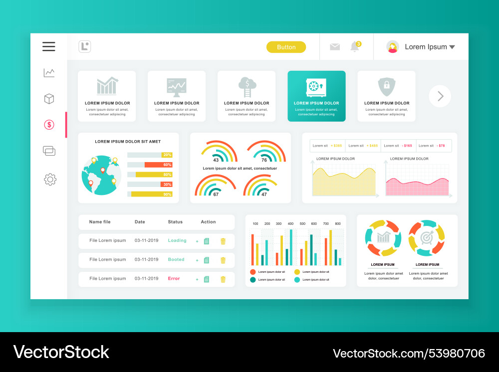 Dashboard admin panel design template Dashboard admin panel design template vector image