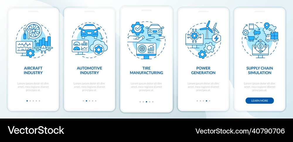 Digital twin usage blue onboarding mobile app Digital twin usage blue onboarding mobile app vector image
