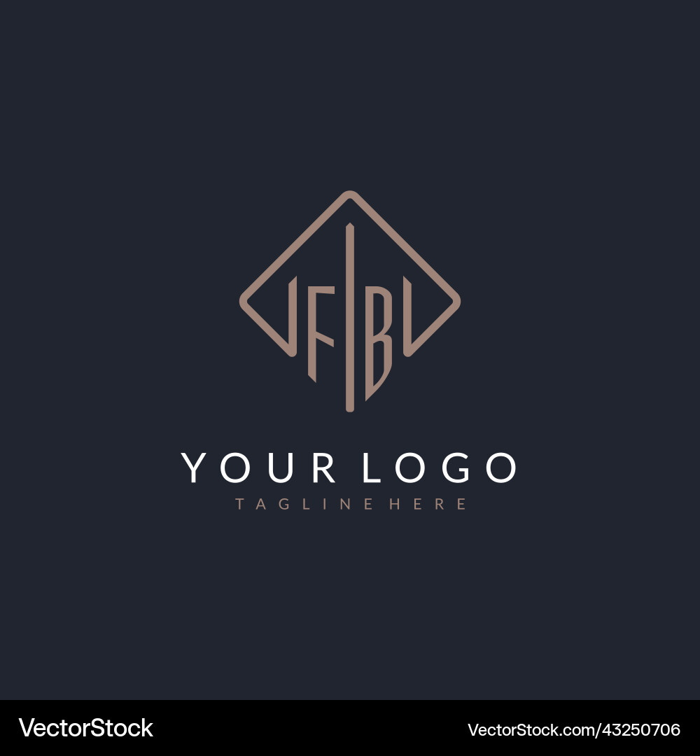 Fb initial logo with curved rectangle style design Vector Image