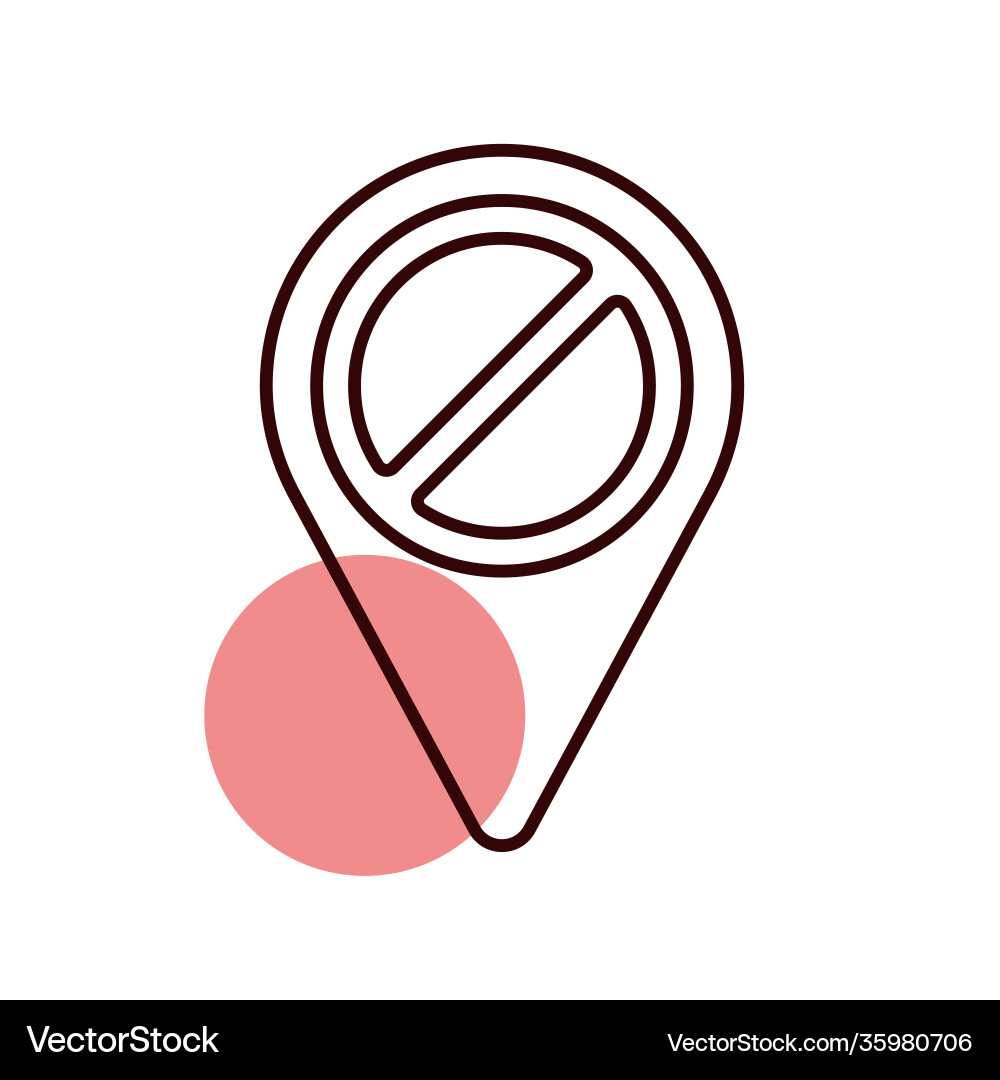 Forbidden pin map icon pointer vector image