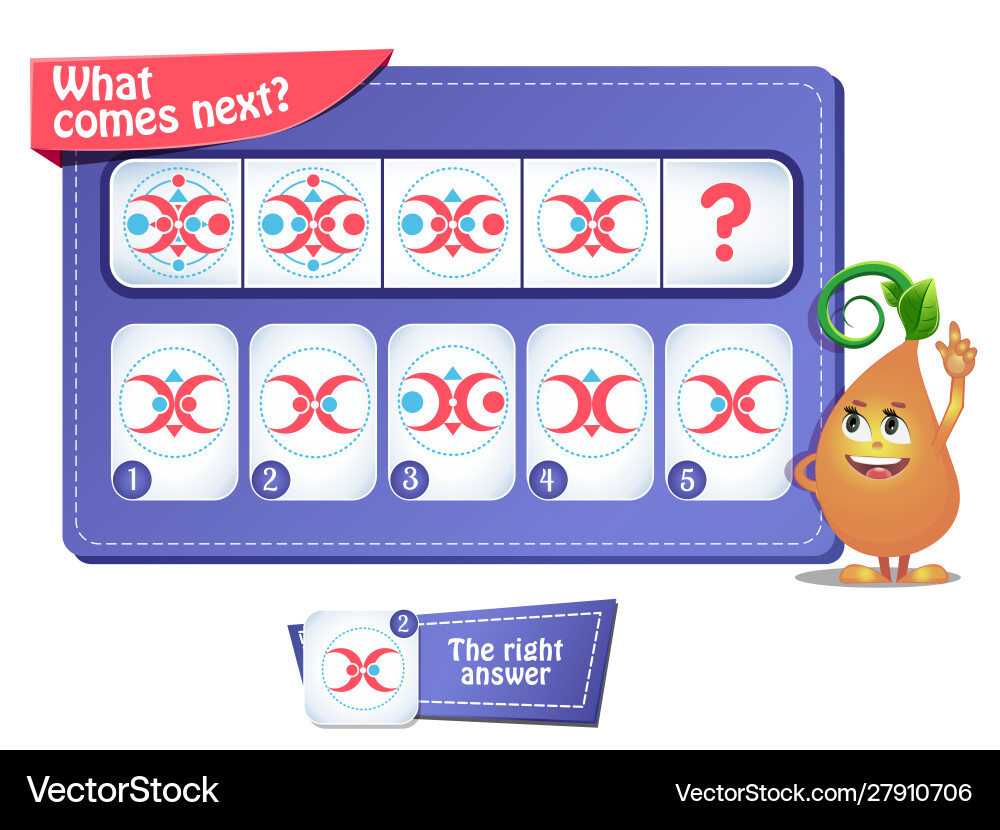 Logic Puzzle: Find the Next Shape Vector Image