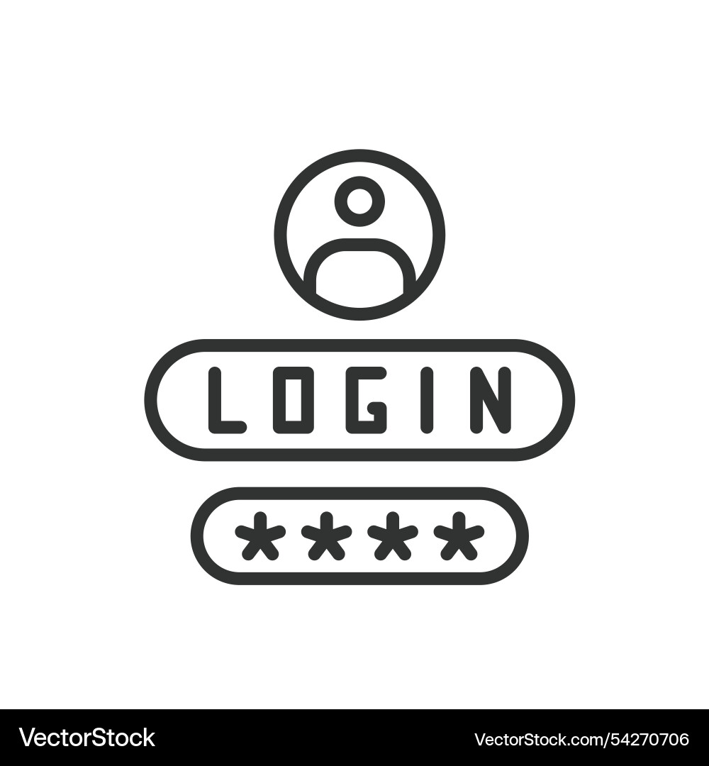 Login and password account icon in line design Login and password account icon in line design vector image