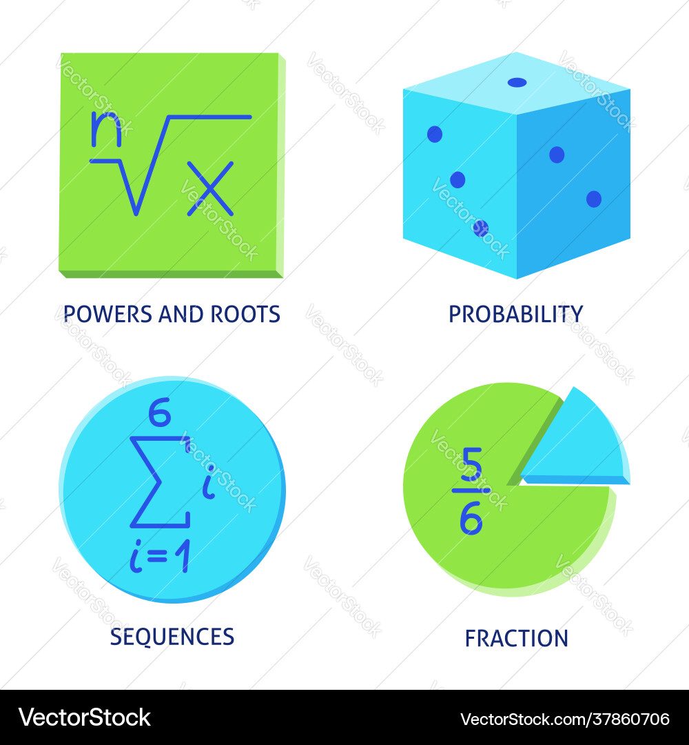 Math science icons set in flat style Math science icons set in flat style vector image