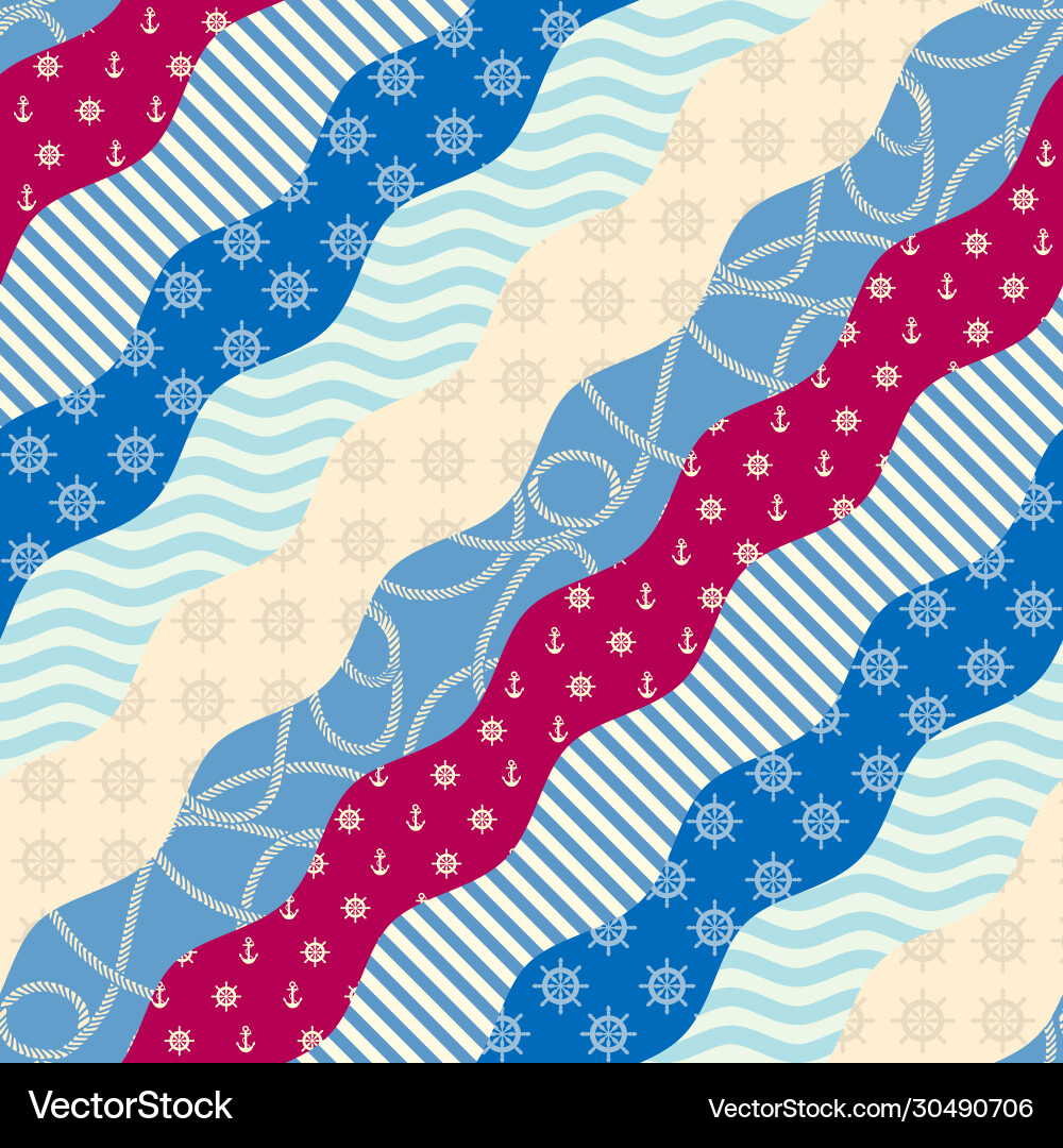 Patchwork seamless pattern in marine style Patchwork seamless pattern in marine style vector image