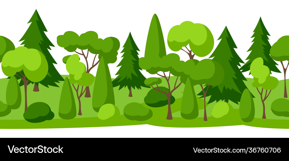 Seamless pattern with trees spruces and bushes Seamless pattern with trees spruces and bushes vector image