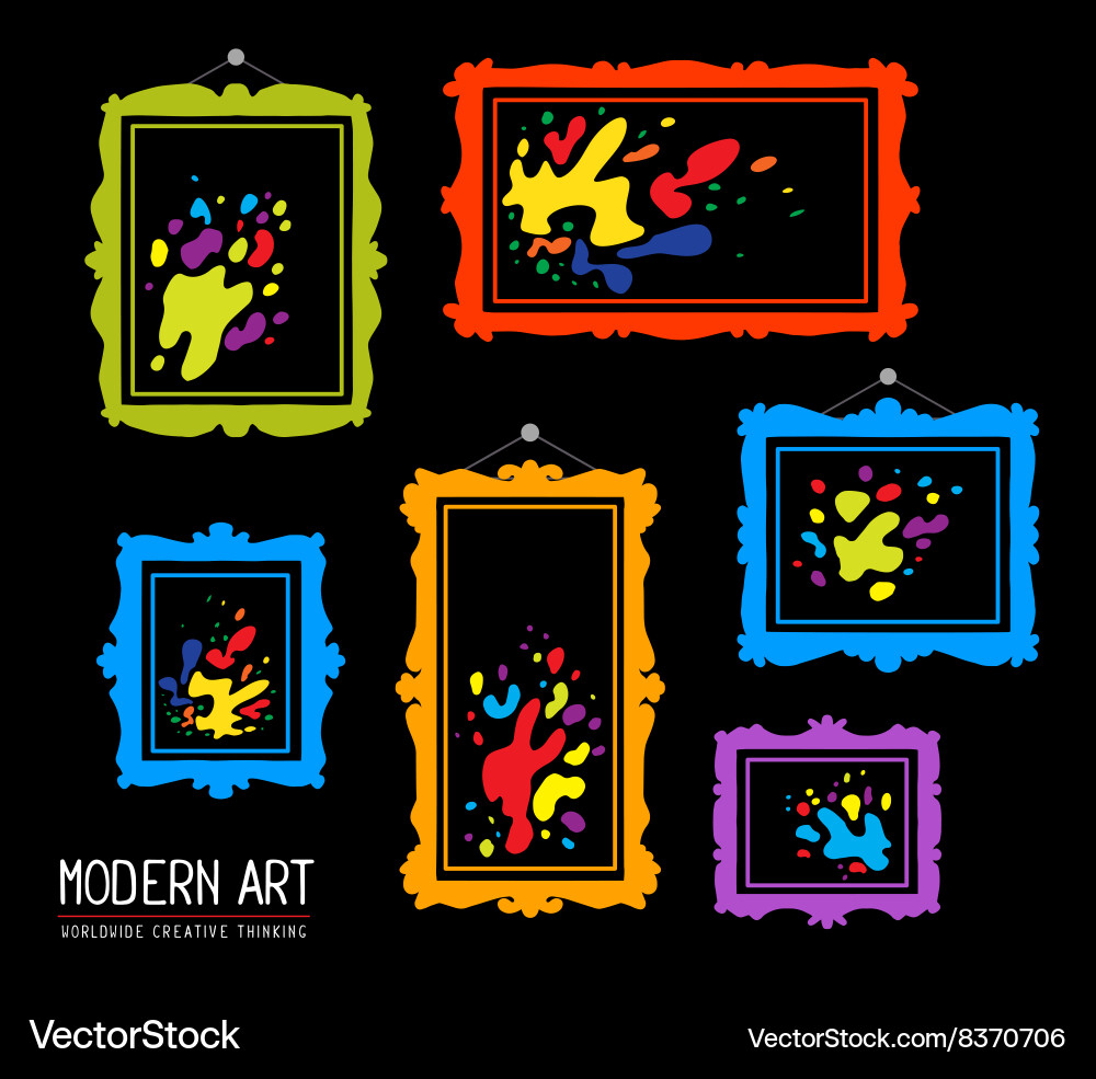 Set of color rectangular frames with colo vector image