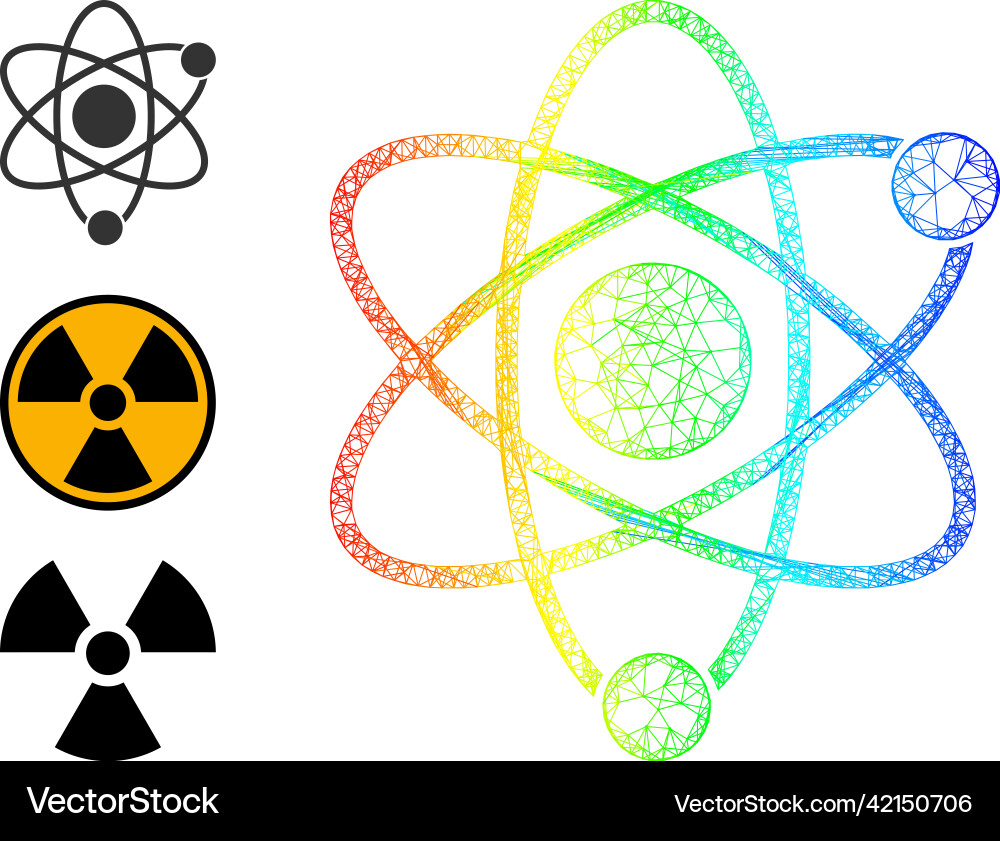 Spectrum gradient network mesh atomic icon vector image