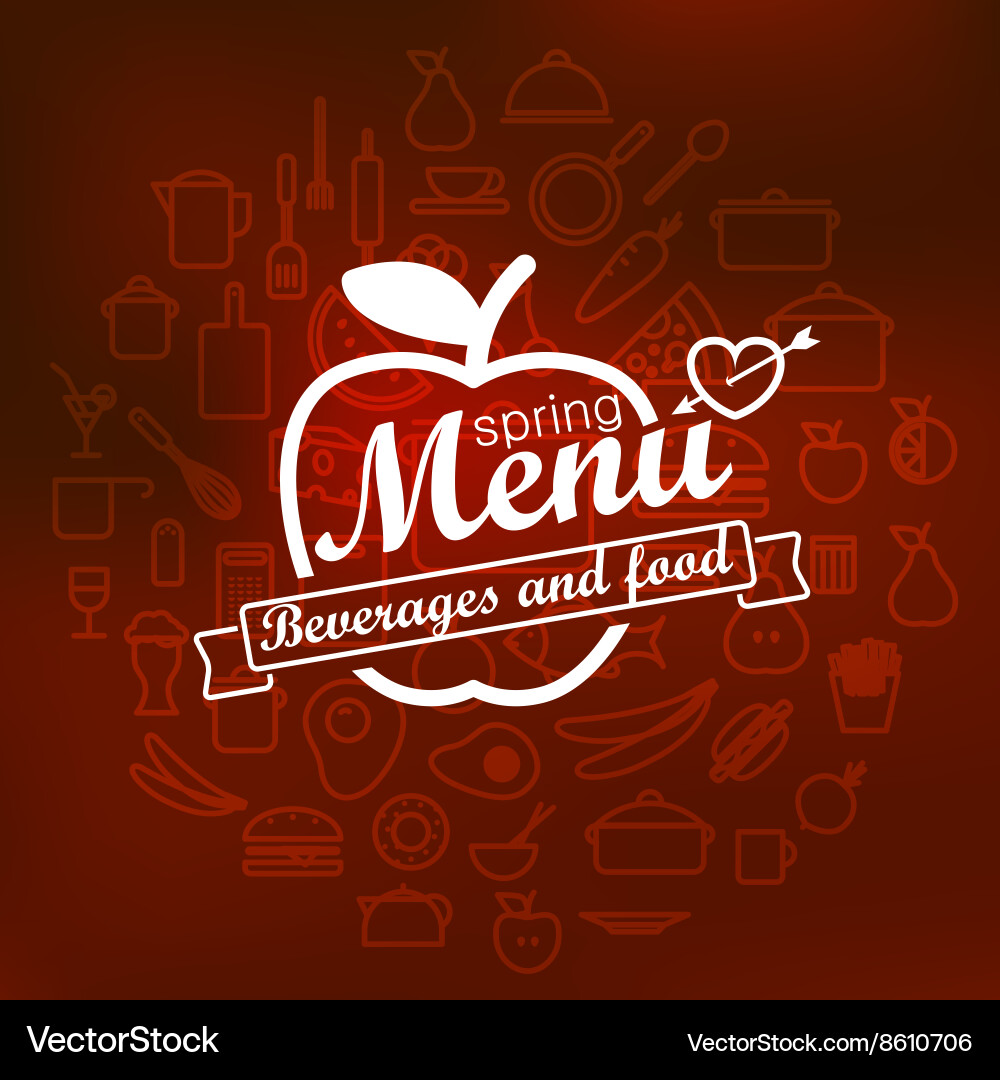 Spring menu label design lineart concept vector image