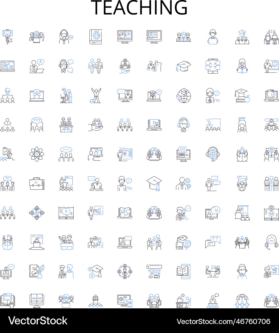 Teaching outline icons collection tutor instruct Teaching outline icons collection tutor instruct Vector Image