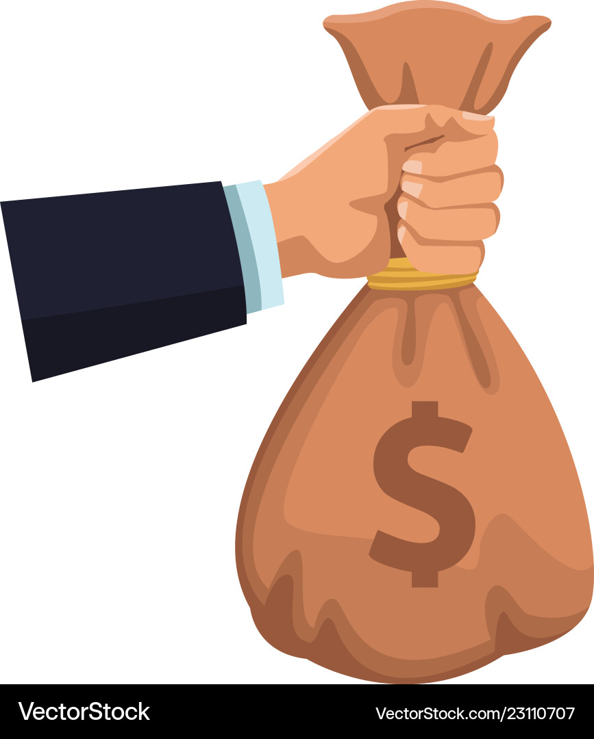 Businessman hand with money bag Businessman hand with money bag vector image