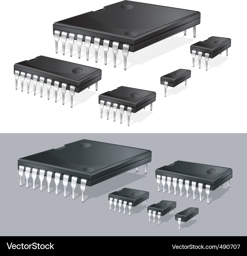 Collection of Computer Microchips vector image