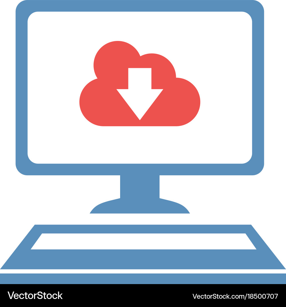 Desktop computer with cloud computing vector image