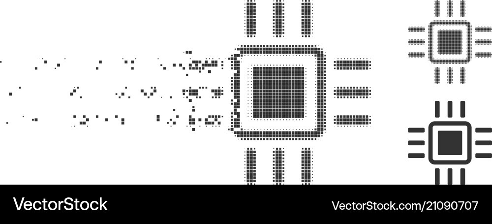 Dissolving pixel halftone processor icon Dissolving pixel halftone processor icon vector image
