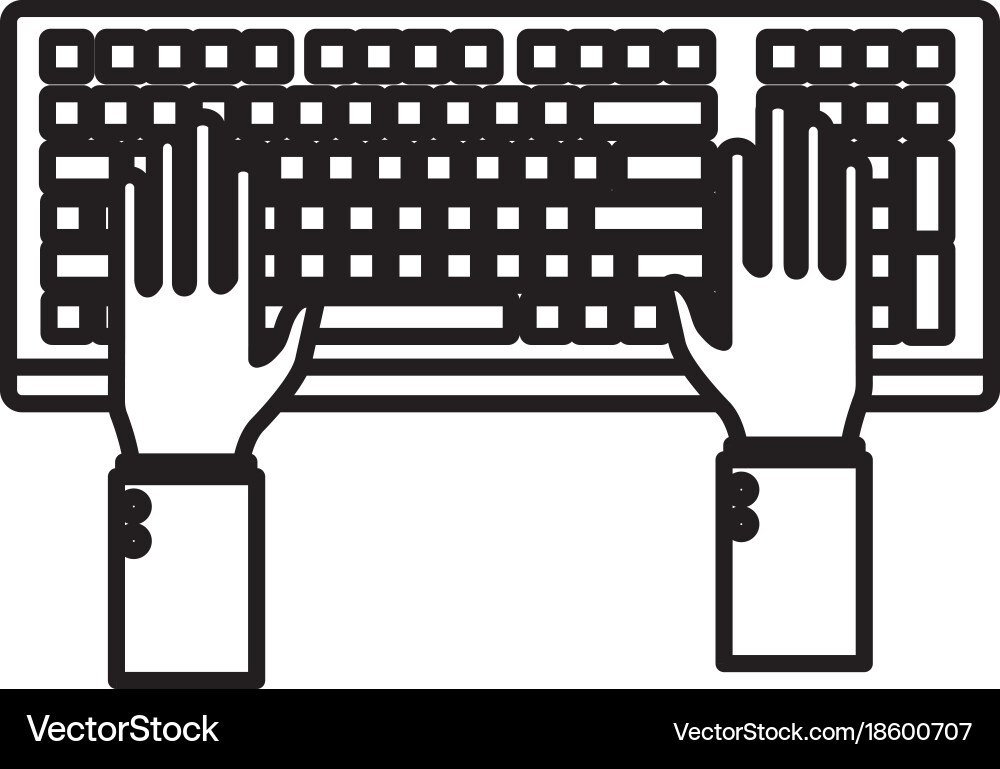 Hands in keyboard vector image
