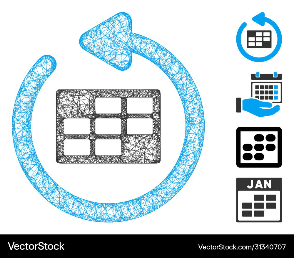 Refresh calendar table web mesh Refresh calendar table web mesh vector image