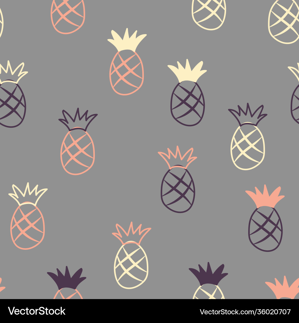 Simple pineapple doodle repeat pattern design Simple pineapple doodle repeat pattern design Vector Image