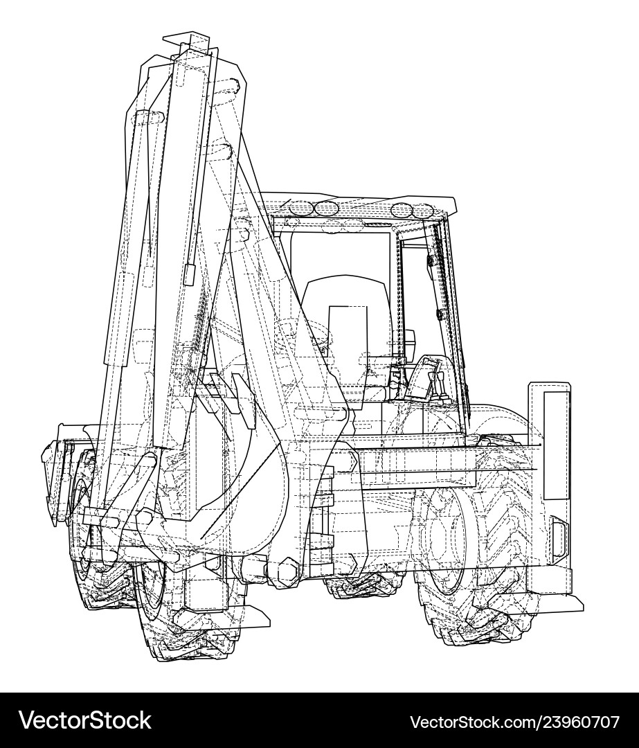 Sketch of loading shovel with back actor vector image