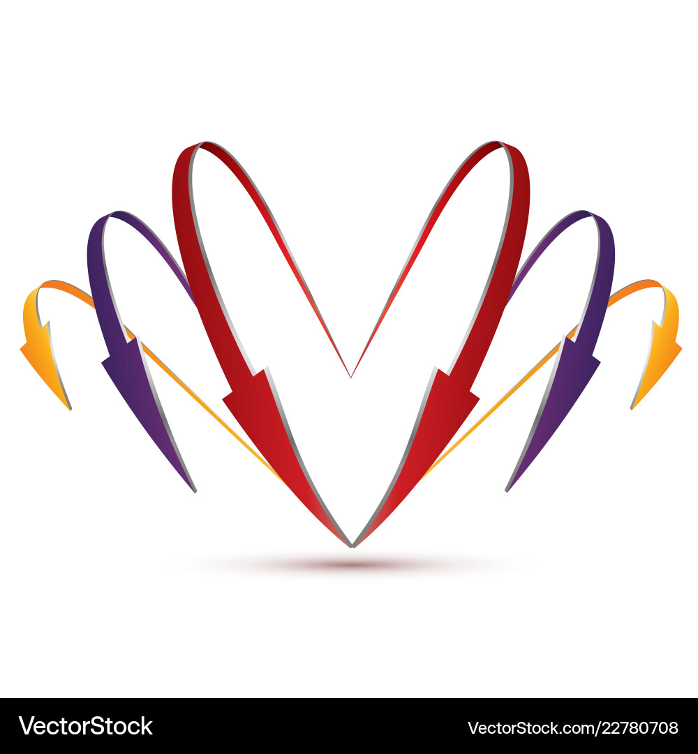 3d set of arrows in the form heart 3d set of arrows in the form heart vector image