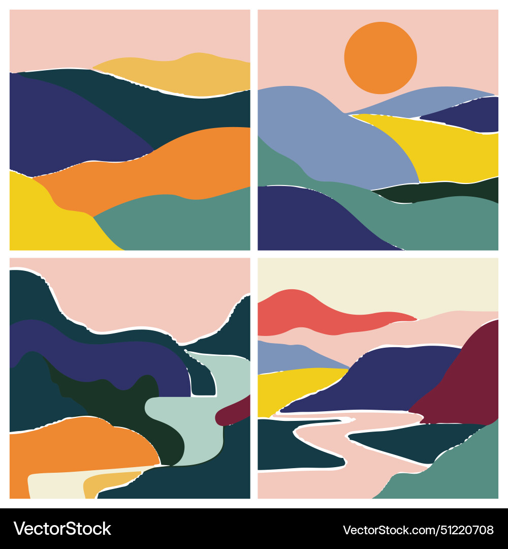 Abstract landscape color blocks series Vector Image