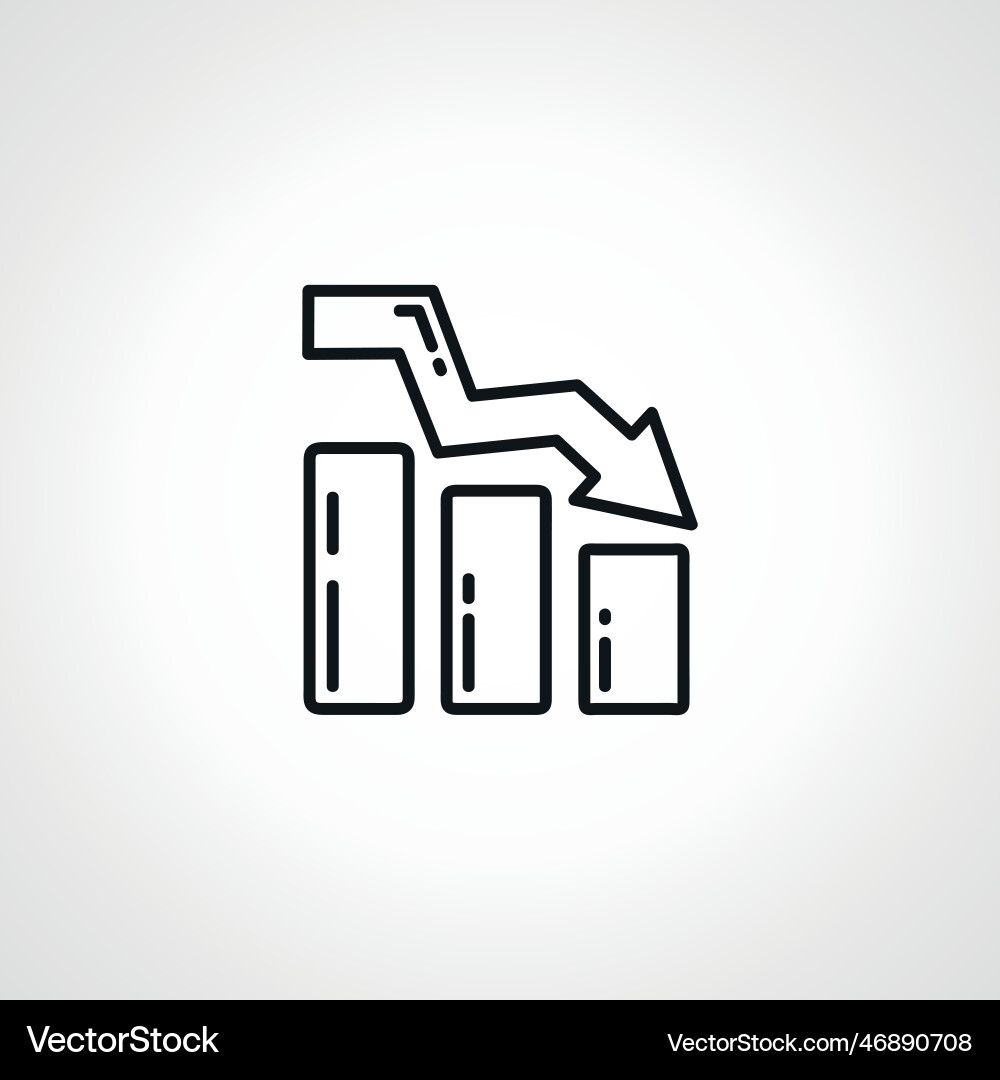 Bar chart line icon falling graph outline vector image