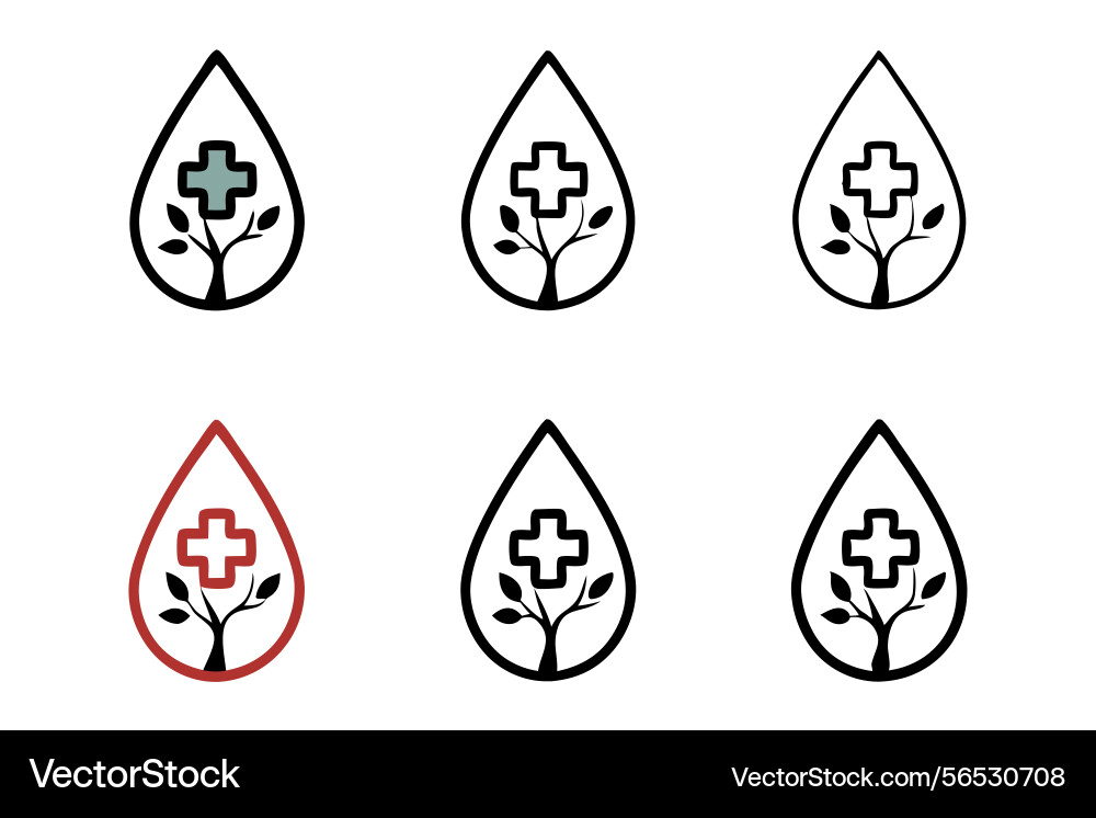 Blood drop with a tree growing inside integrating Blood drop with a tree growing inside integrating Vector Image