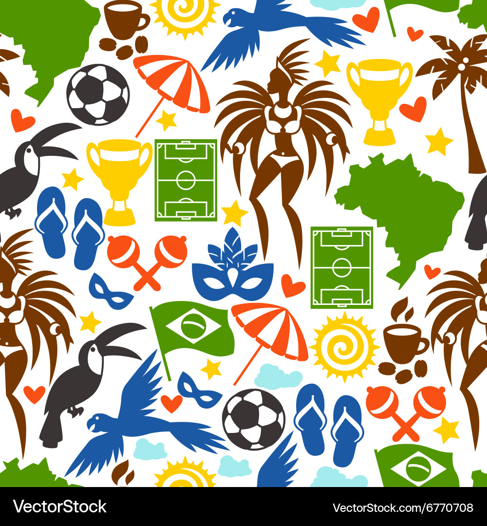 Brazil seamless pattern with stylized objects Vector Image