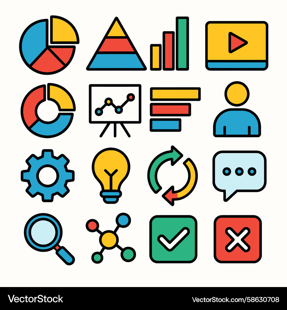Chart Icon Set - Data Visualization Vector Image