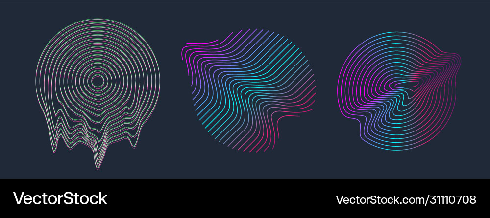 Circle design shape with glitch and liquid set Vector Image