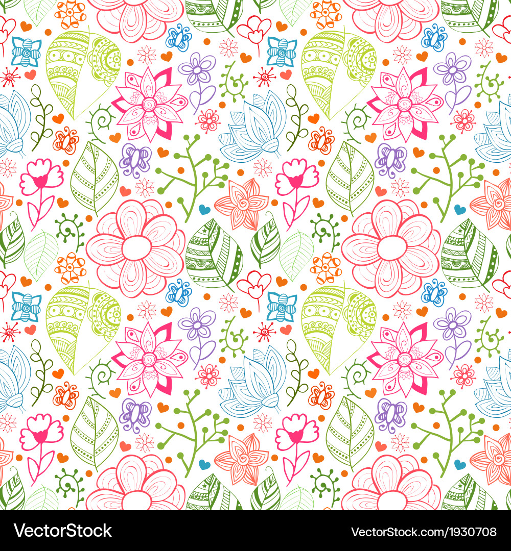 Colorful floral seamless pattern with leaves Vector Image