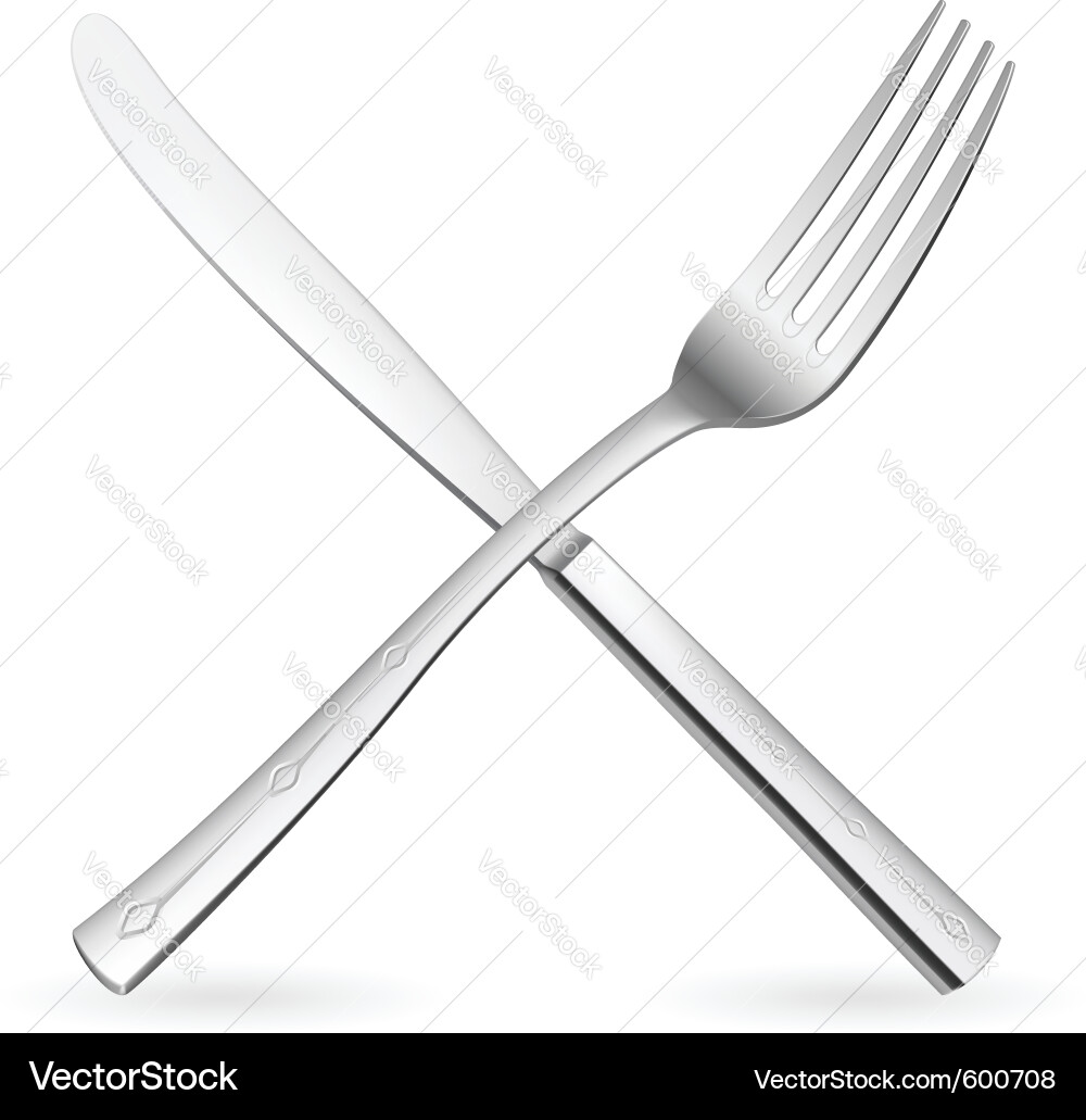 Crossed Fork and Knife Set vector image