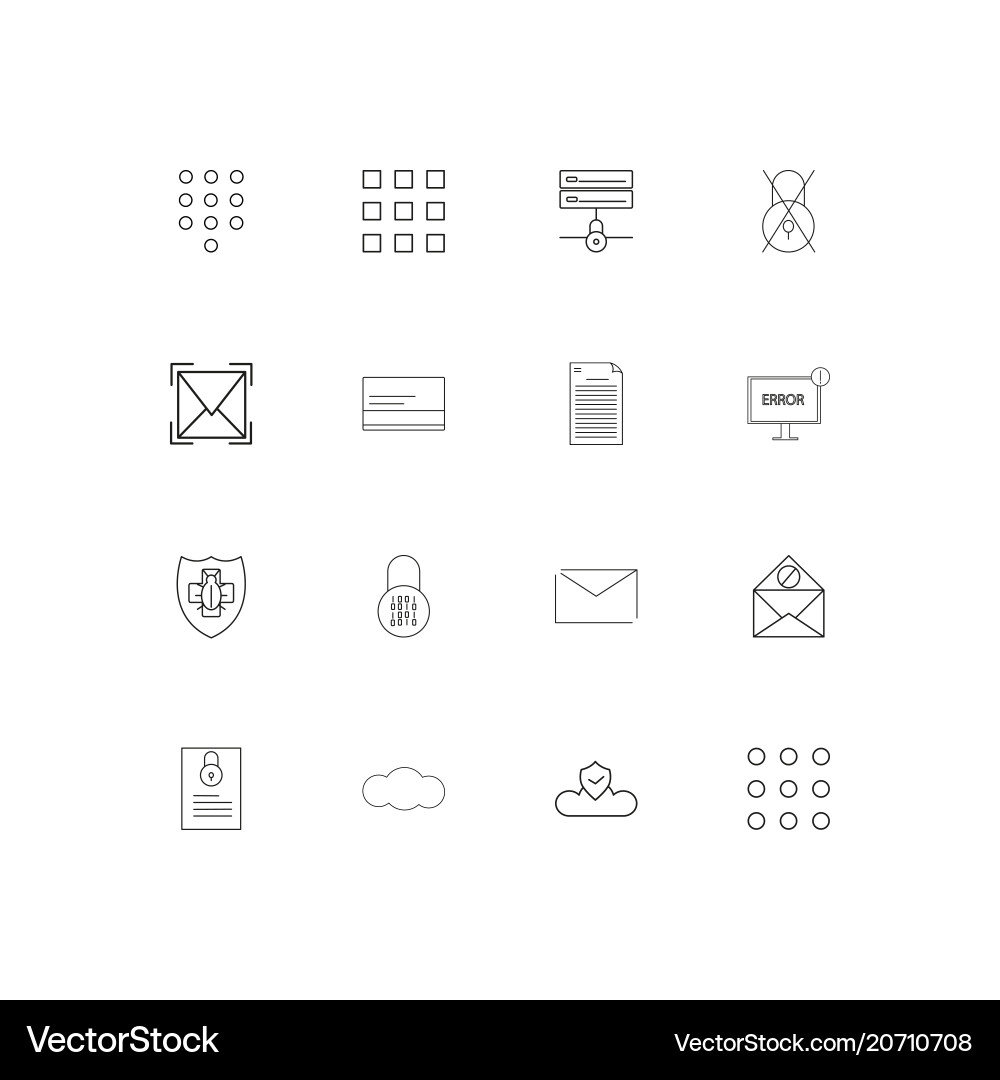 Cyber security simple linear icons set outlined vector image