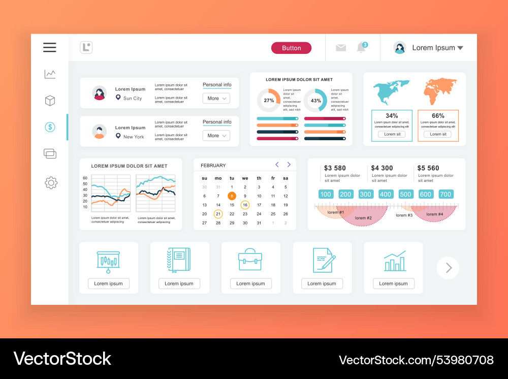 Dashboard admin panel design template vector image