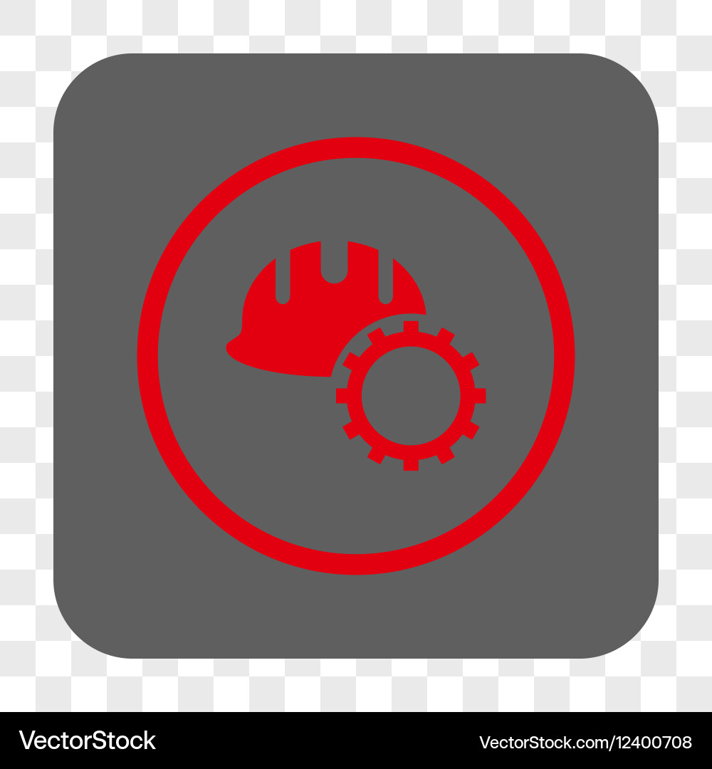 Development hardhat rounded square button vector image