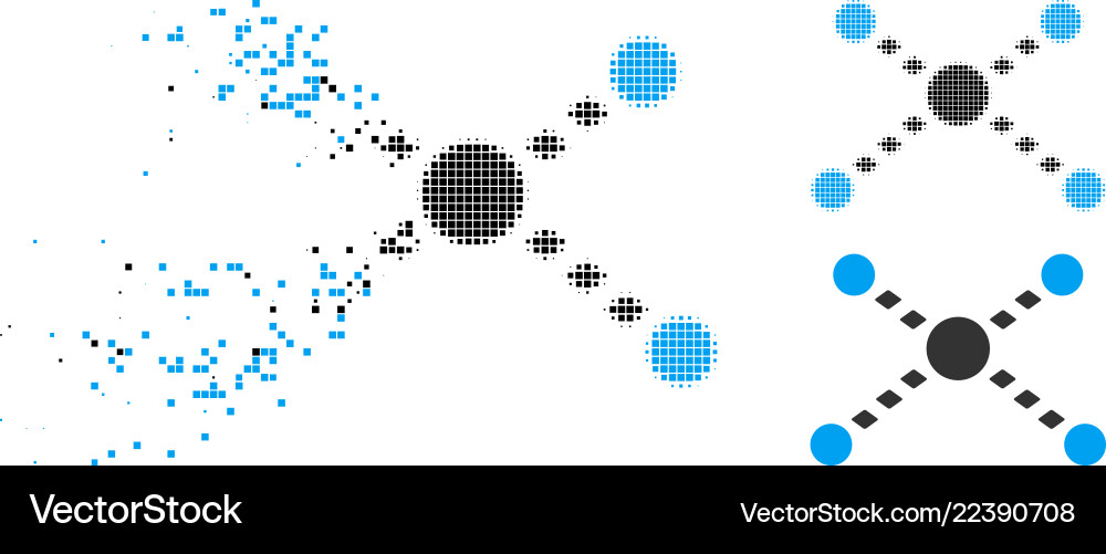 Disintegrating pixelated halftone dotted links Disintegrating pixelated halftone dotted links Vector Image