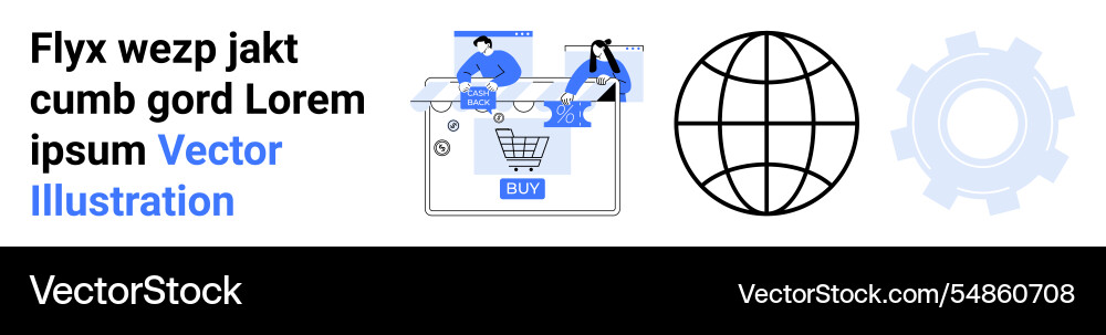 E-commerce platform interaction with globe E-commerce platform interaction with globe vector image