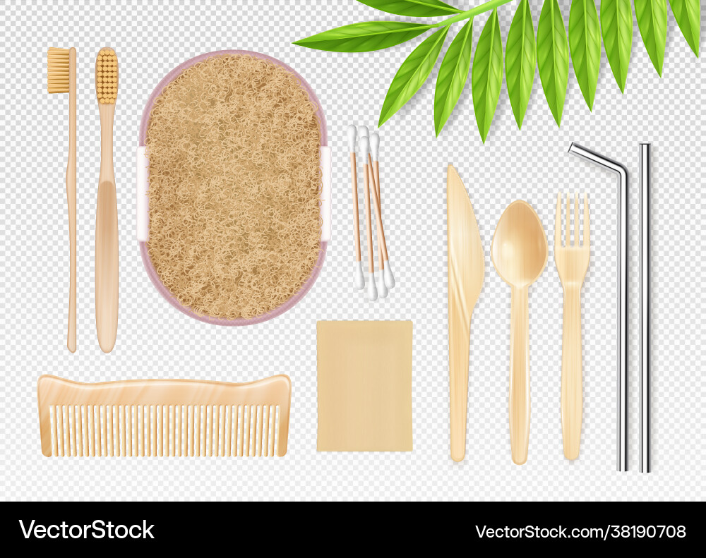 Eco friendly realistic objects transparent Eco friendly realistic objects transparent vector image