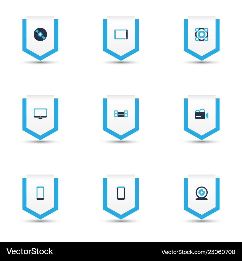 Electronics icons colored set with sound system Electronics icons colored set with sound system vector image