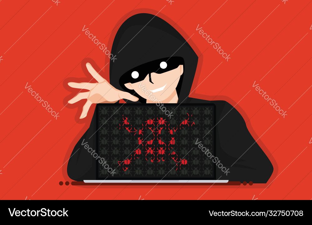 Hacker anonymous distribute bugs and viruses Hacker anonymous distribute bugs and viruses vector image